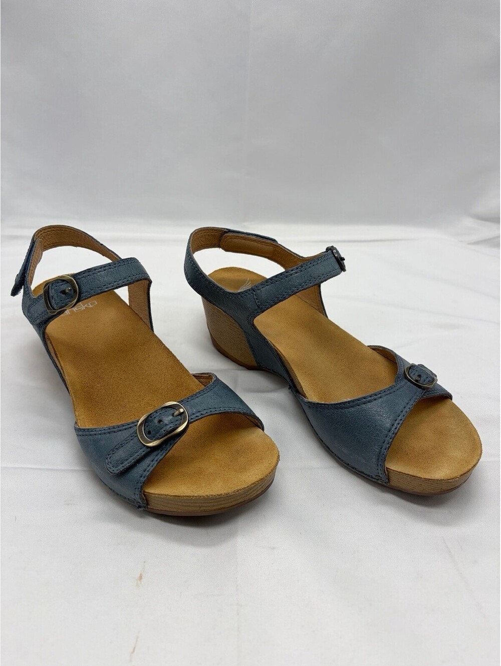 Dansko Sandals Women's Sz 37(6 to 7) Blue Strappy Platform Mary Jane Hook Loop
